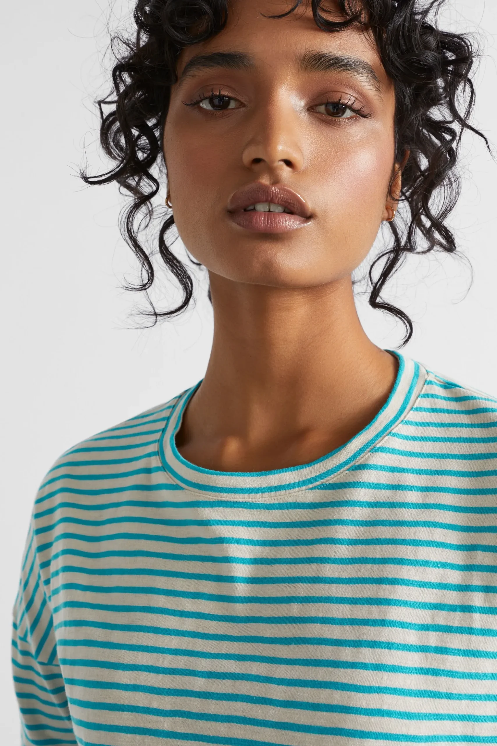 Seed Heritage T-Shirts & Tops-Long Sleeve Stripe Top Peacock Vanilla Stripe