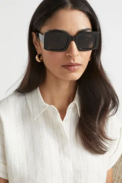 Seed Heritage Sunglasses & Glasses-Lou Rectangle Sunglasses Black