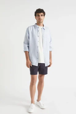 Seed Heritage Shirts-Mens Linen Shirt Powder Blue