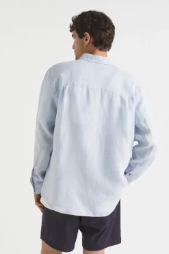 Seed Heritage Shirts-Mens Linen Shirt Powder Blue