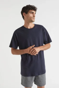 Seed Heritage T-Shirts & Sweaters-Mens Linen Tee Midnight Blue