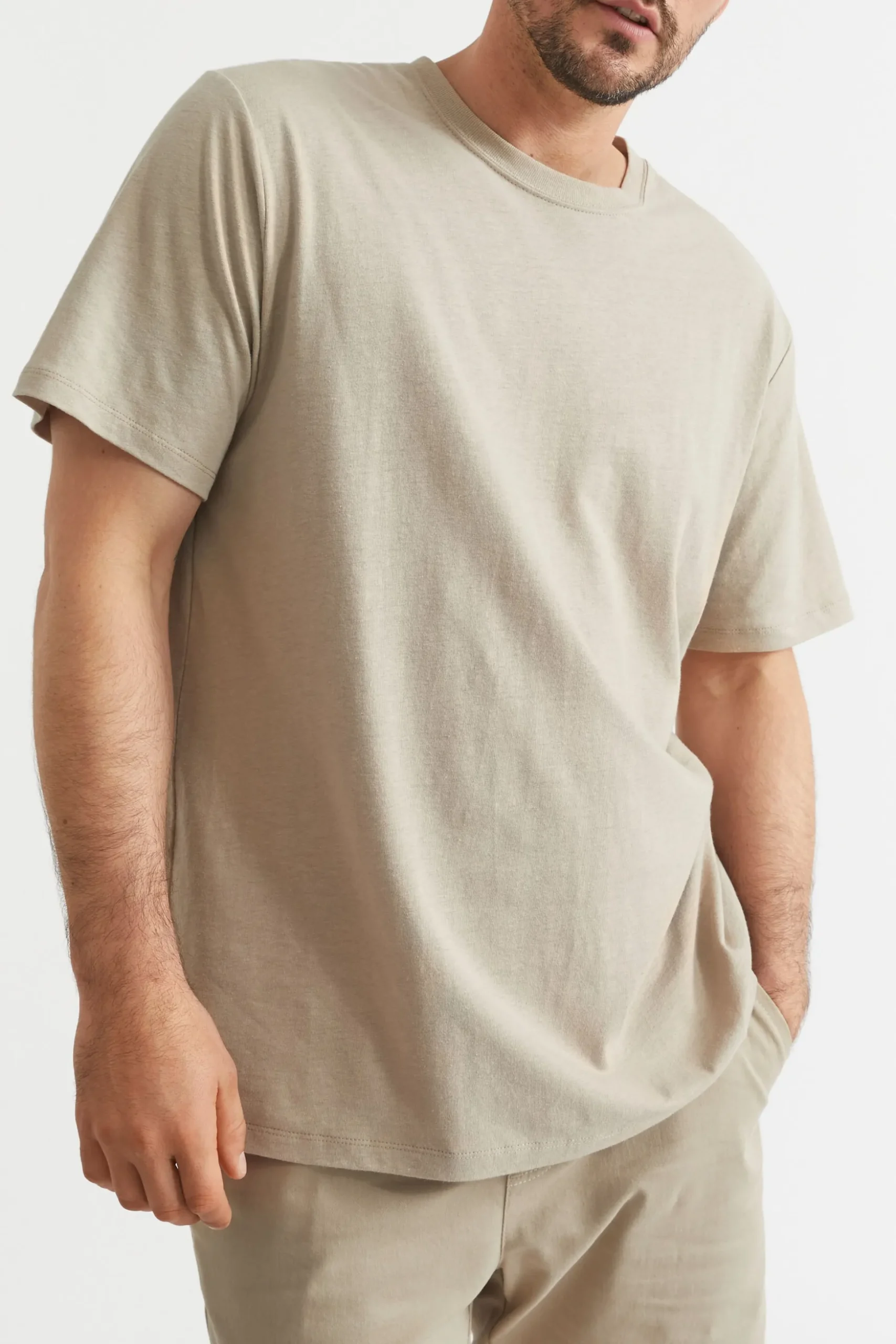 Seed Heritage T-Shirts & Sweaters-Mens Linen Tee Sand Dune