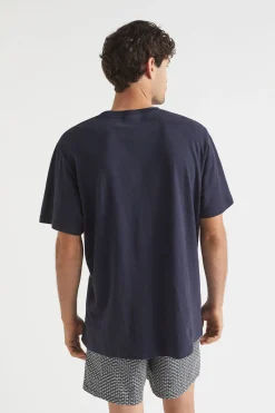 Seed Heritage T-Shirts & Sweaters-Mens Linen Tee Midnight Blue