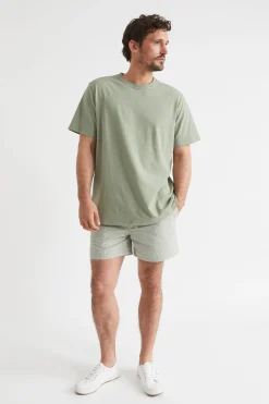 Seed Heritage Shorts-Mens Stripe Short Eucalyptus