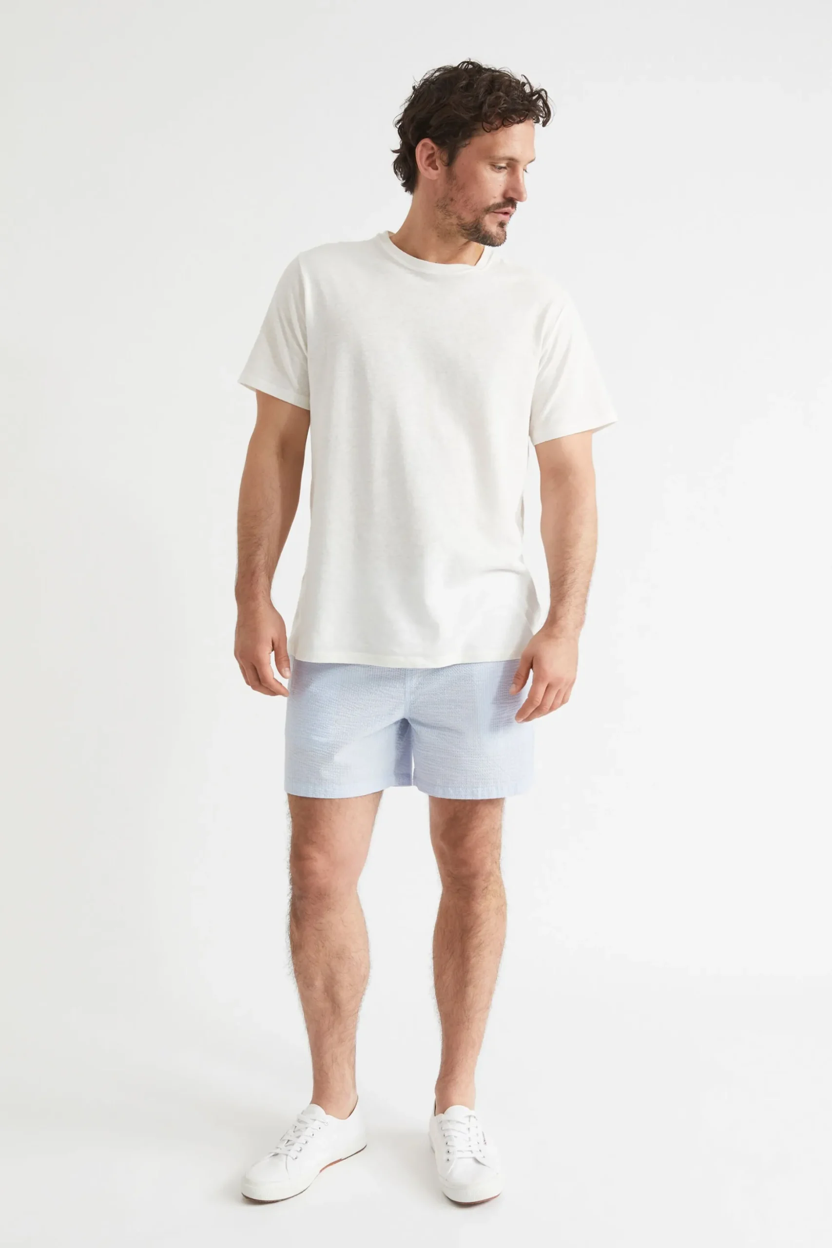 Seed Heritage Shorts-Mens Stripe Short Powder Blue