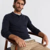 Seed Heritage T-Shirts & Sweaters-Merino Knitted Polo Midnight Blue
