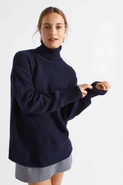 Seed Heritage Knitwear & Sweaters-Merino Wool High Neck Knit Midnight Sky