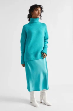Seed Heritage Knitwear & Sweaters-Merino Wool High Neck Knit Peacock Blue