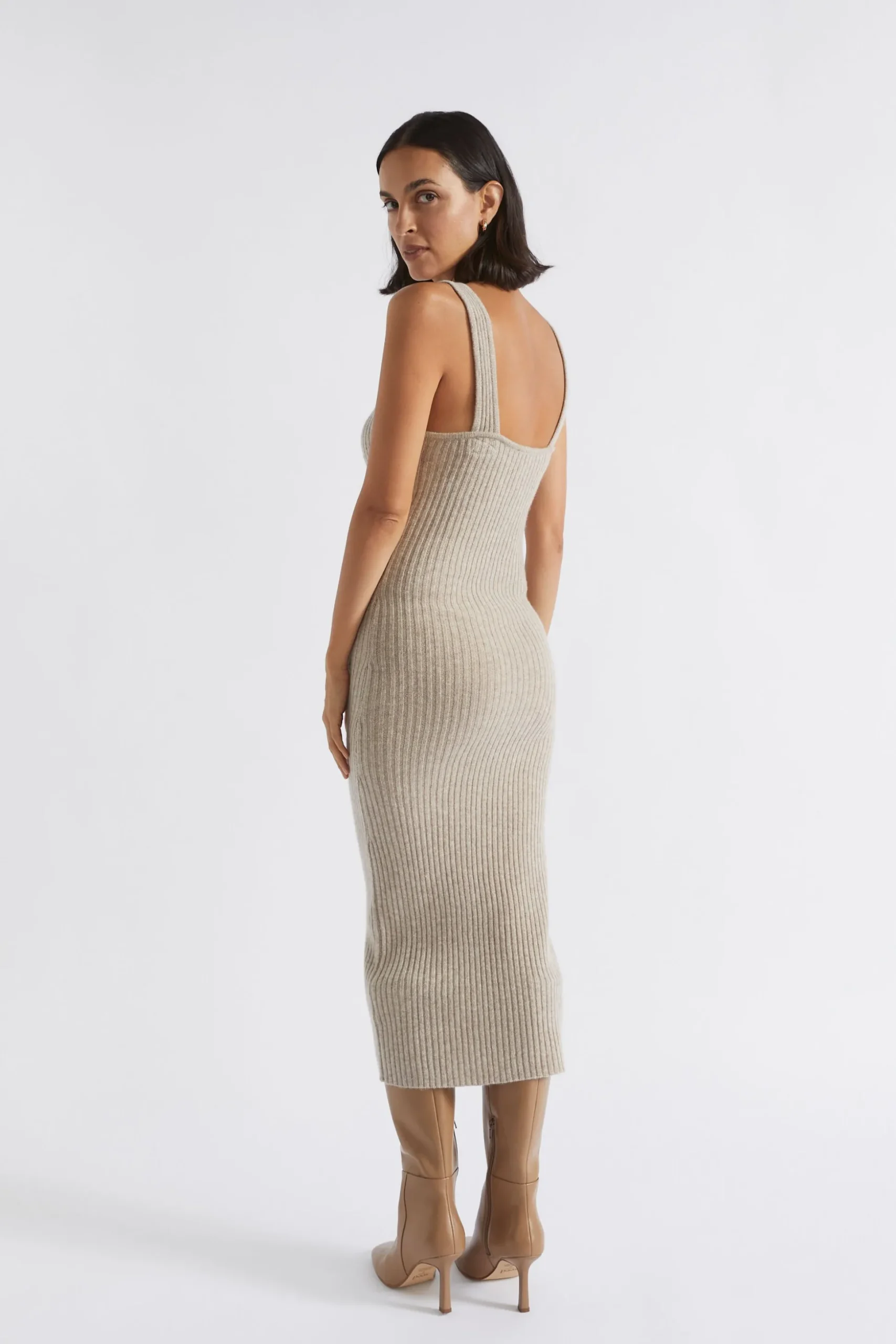 Seed Heritage Knitwear & Sweaters-Merino Wool Knit Midi Dress Light Storm Marle