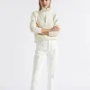 Seed Heritage Knitwear & Sweaters-Merino Wool Zip Through Knit Cloud Cream