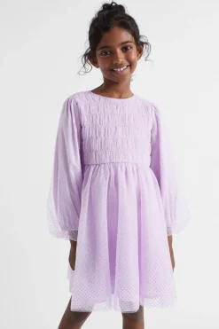 Seed Heritage Dresses-Metallic Pinspot Dress Orchid