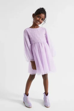 Seed Heritage Dresses-Metallic Pinspot Dress Orchid