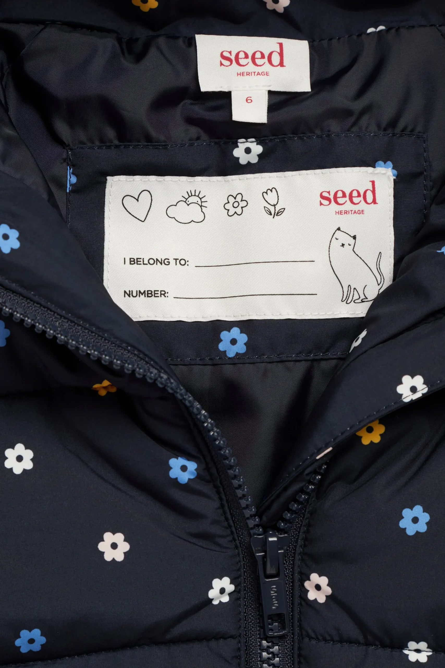 Seed Heritage Jackets & Vests-Mini Floral Puffer Jacket Midnight Blue