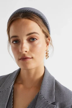 Seed Heritage Hair Accessories-Mini Houndstooth Headband Midnight Sky Houndstooth