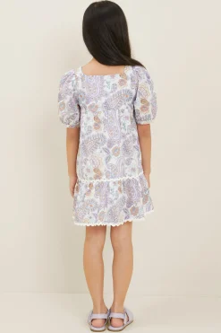 Seed Heritage Dresses-Mini Paisley Dress Violet