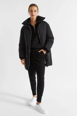 Seed Heritage Jackets & Vests-Minimalist Mid Length Puffer Jacket Black