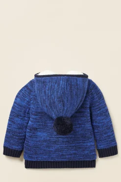 Seed Heritage Jackets & Vests-Mixy Yarn Cardigan Bright Cobalt