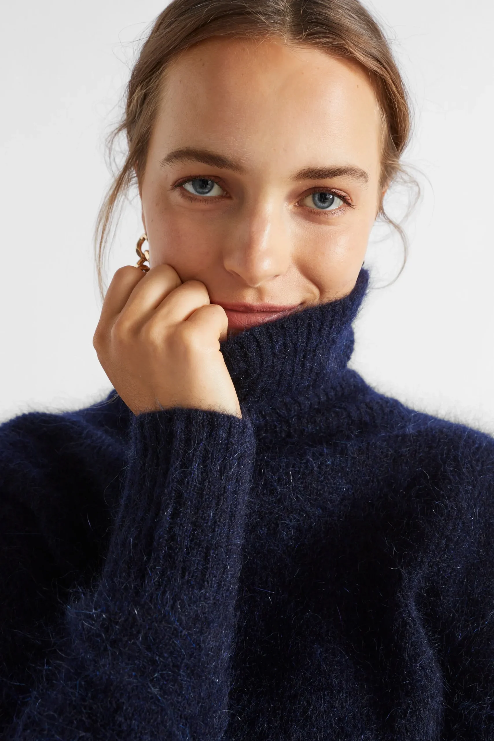 Seed Heritage Knitwear & Sweaters-Mohair Roll Neck Knit Midnight Sky