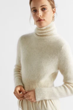 Seed Heritage Knitwear & Sweaters-Mohair Roll Neck Knit Vanilla Cream Marle