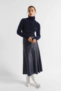 Seed Heritage Knitwear & Sweaters-Mohair Roll Neck Knit Midnight Sky