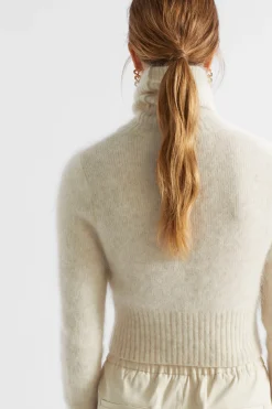 Seed Heritage Knitwear & Sweaters-Mohair Roll Neck Knit Vanilla Cream Marle