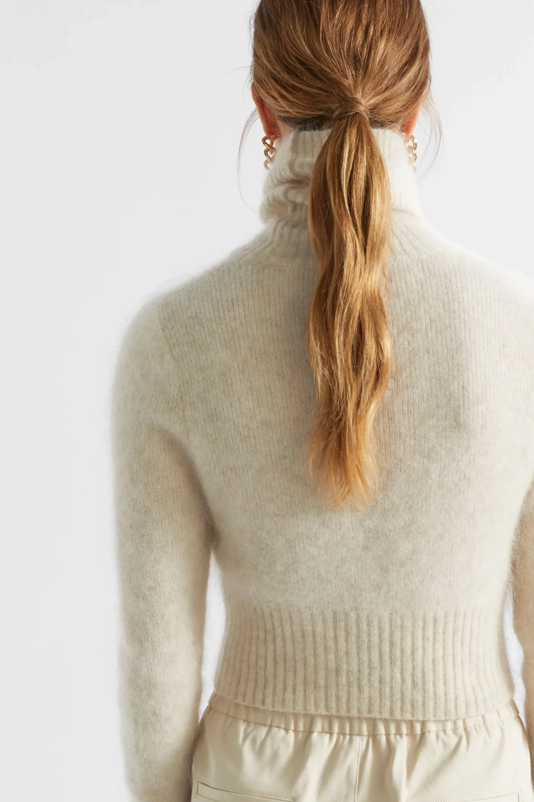 Seed Heritage Knitwear & Sweaters-Mohair Roll Neck Knit Vanilla Cream Marle
