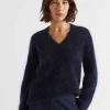 Seed Heritage Knitwear & Sweaters-Mohair V Neck Knit Midnight Sky