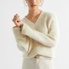 Seed Heritage Knitwear & Sweaters-Mohair V Neck Knit Vanilla Cream Marle