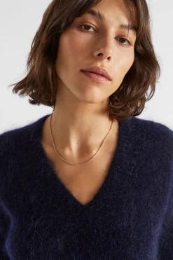 Seed Heritage Knitwear & Sweaters-Mohair V Neck Knit Midnight Sky