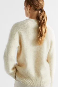 Seed Heritage Knitwear & Sweaters-Mohair V Neck Knit Vanilla Cream Marle