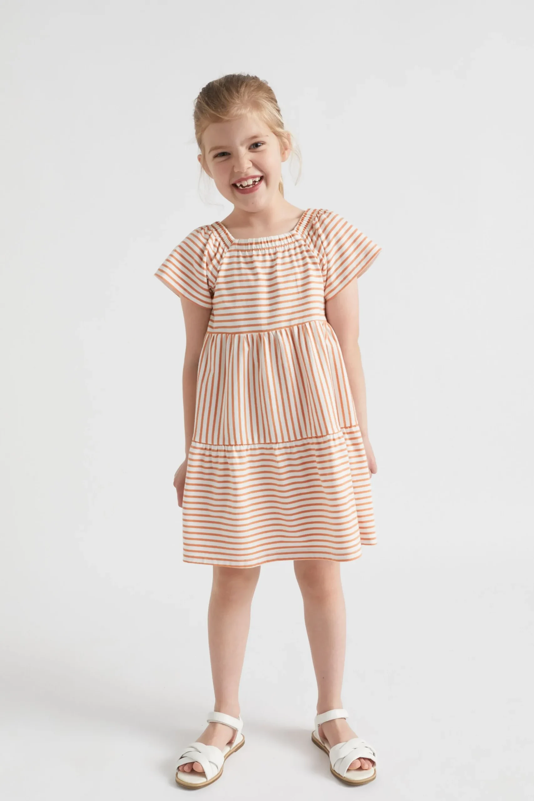 Seed Heritage Dresses-Multi Stripe Dress Cinnamon