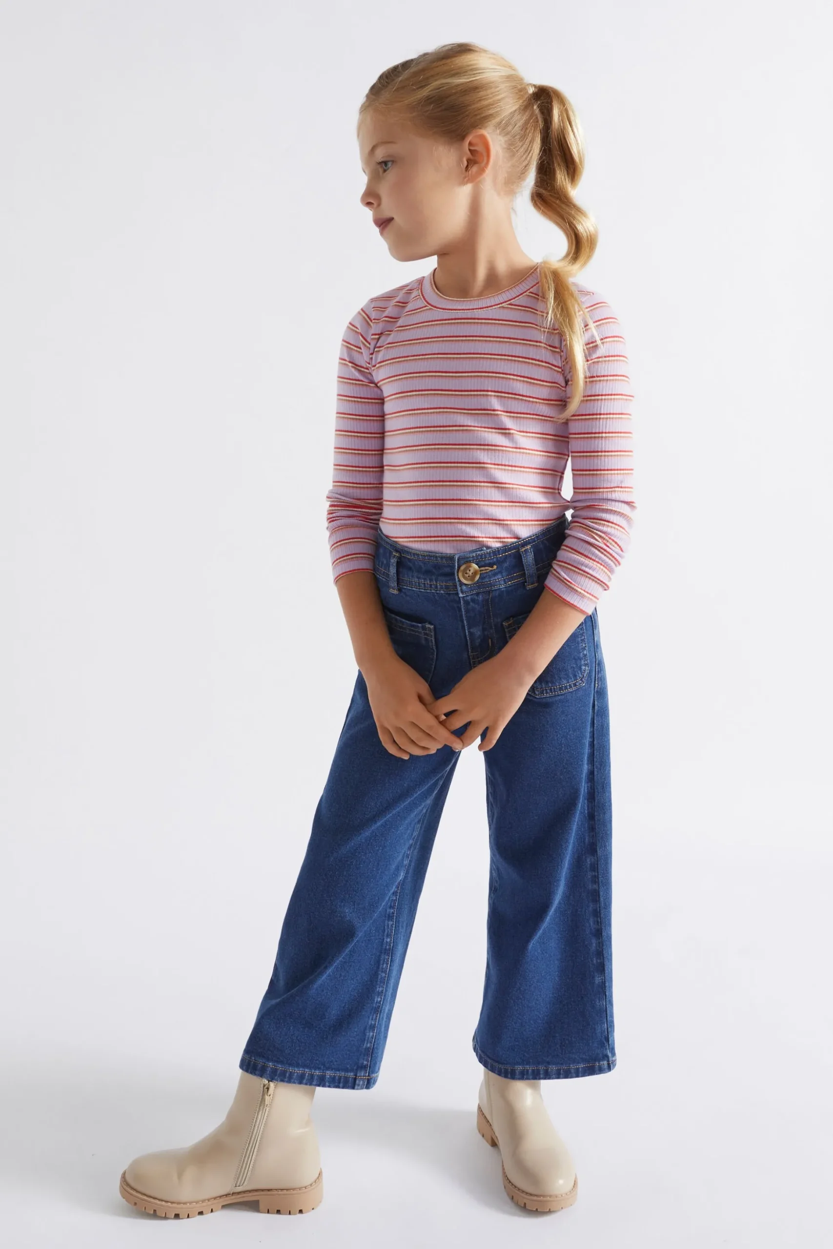 Seed Heritage T-Shirts & Tops-Multi Stripe Rib Tee Orchid