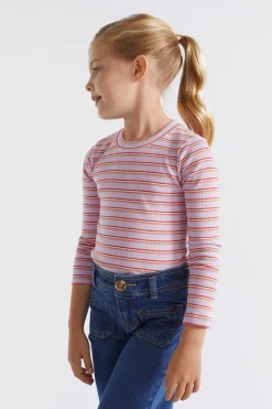 Seed Heritage T-Shirts & Tops-Multi Stripe Rib Tee Orchid