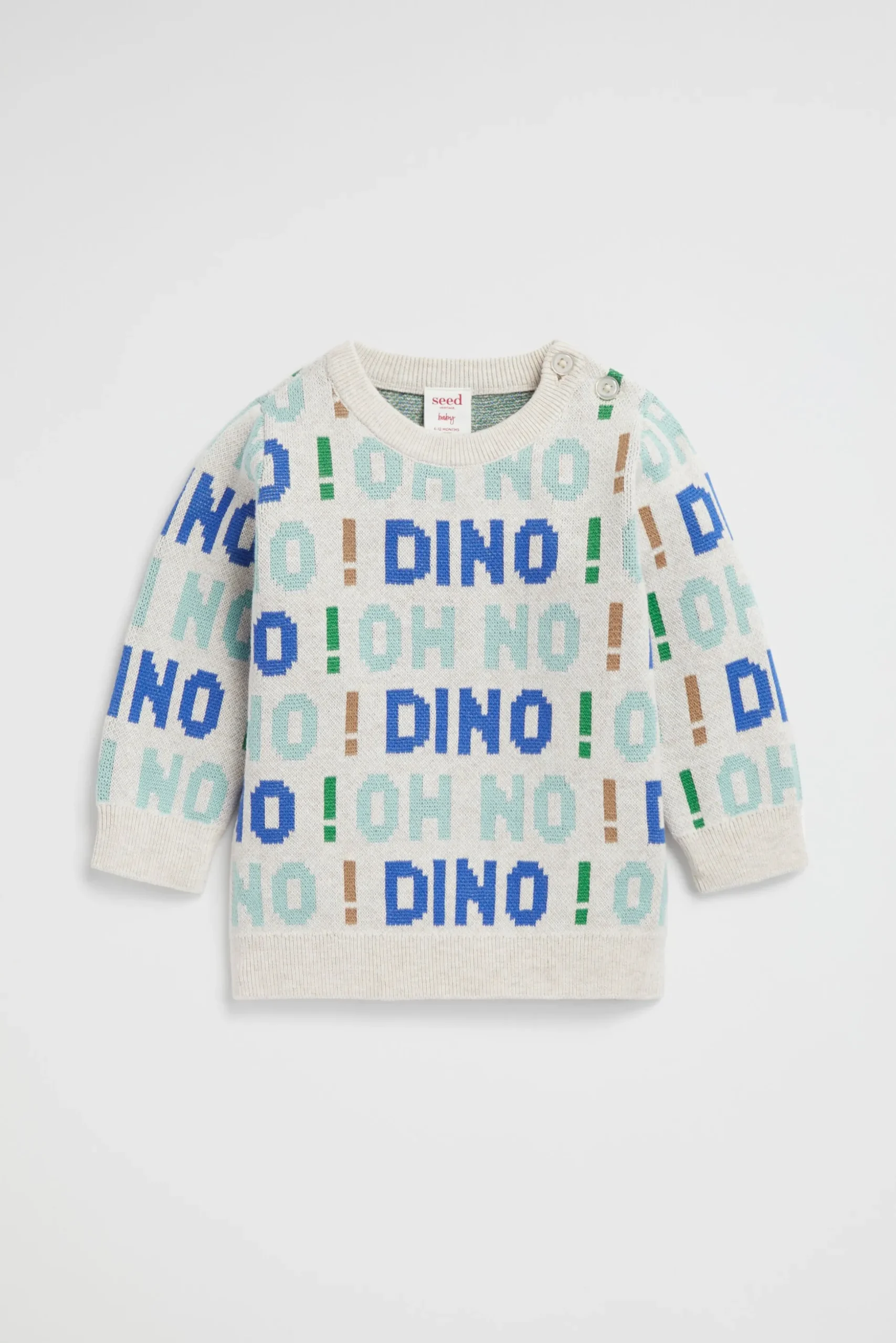 Seed Heritage Knitwear & Sweaters-Oh No Dino Knit Oat Marle