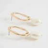 Seed Heritage Jewellery-Organic Stud With Pearl Gold