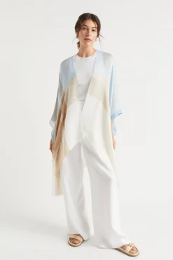 Seed Heritage Scarves & Kaftans-Oversized Check Poncho Bluebell