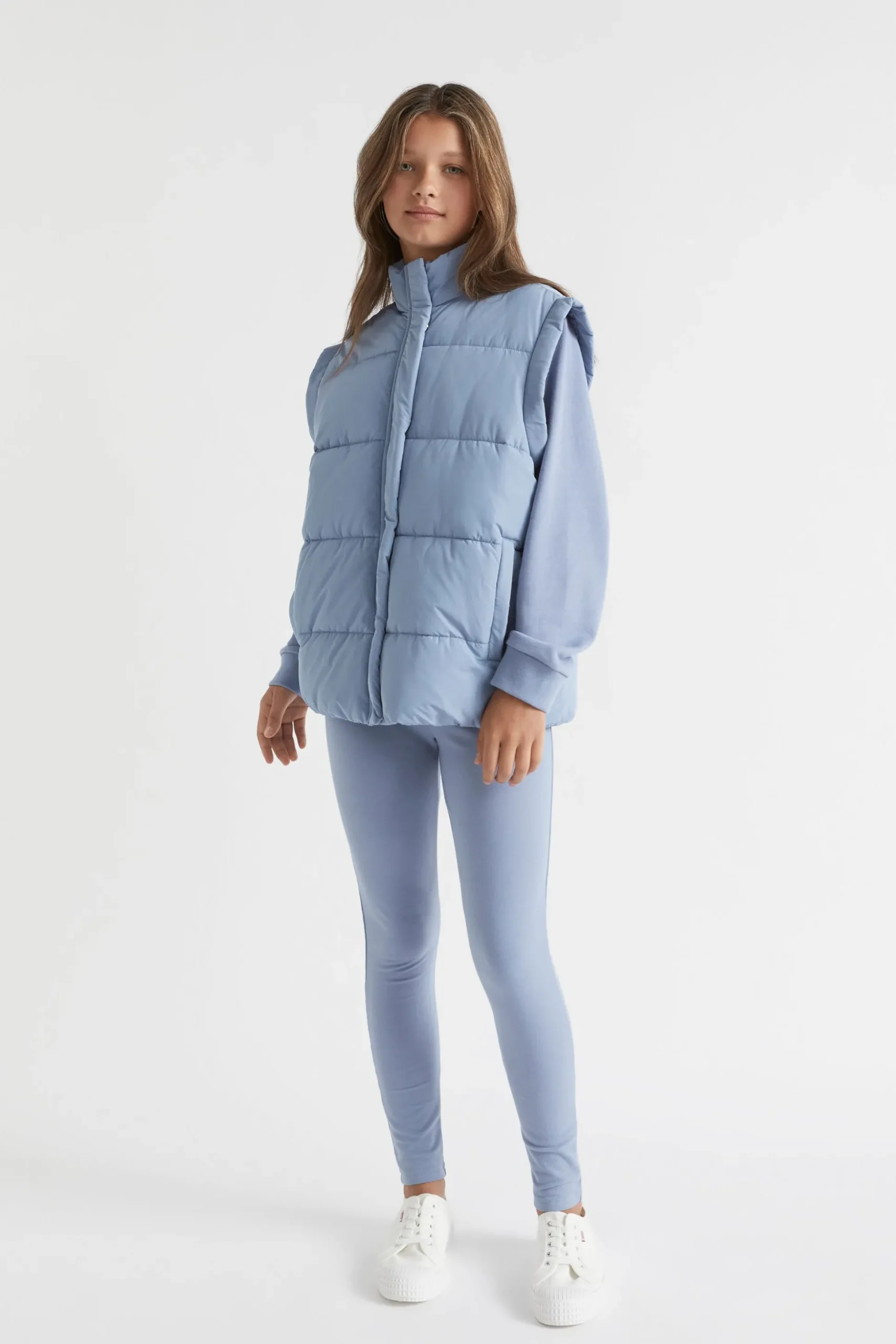 Seed Heritage Jackets & Vests-Oversized Puffa Vest Powder Blue