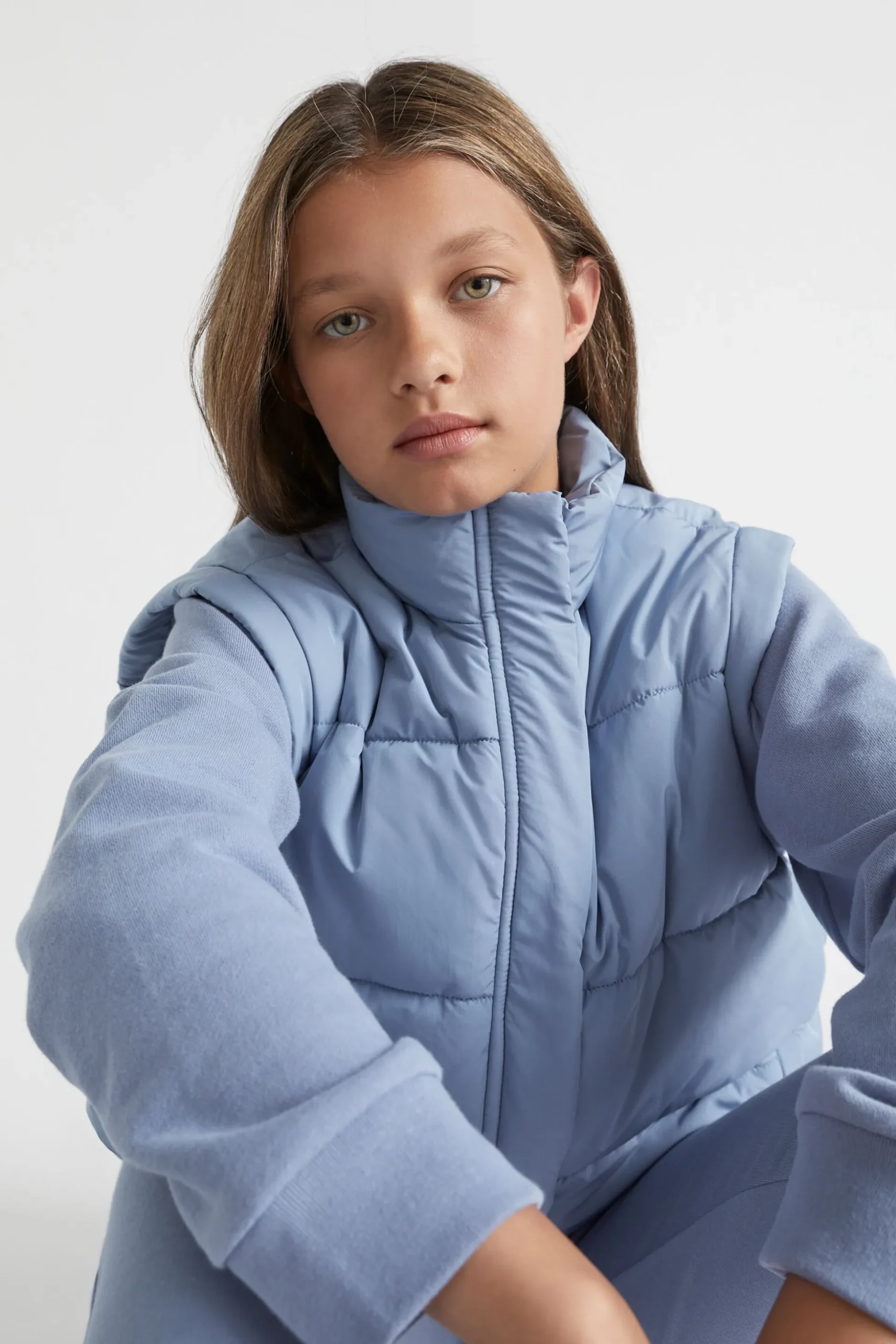 Seed Heritage Jackets & Vests-Oversized Puffa Vest Powder Blue