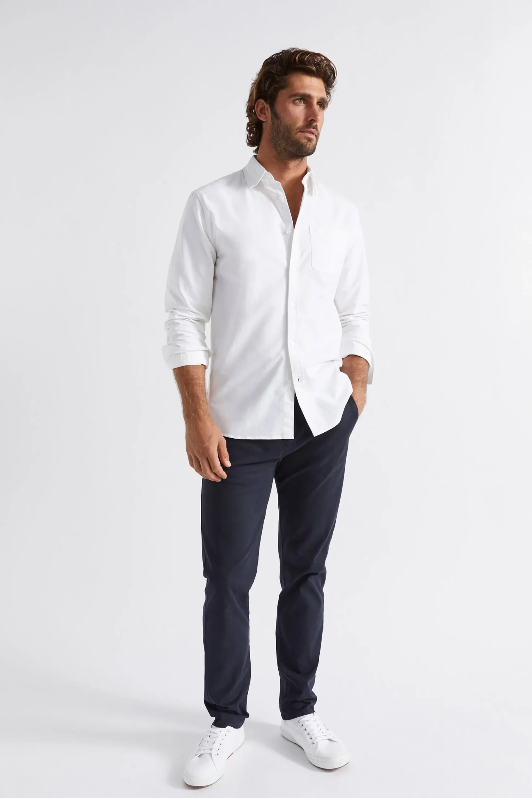Seed Heritage Shirts-Oxford Shirt Vintage White