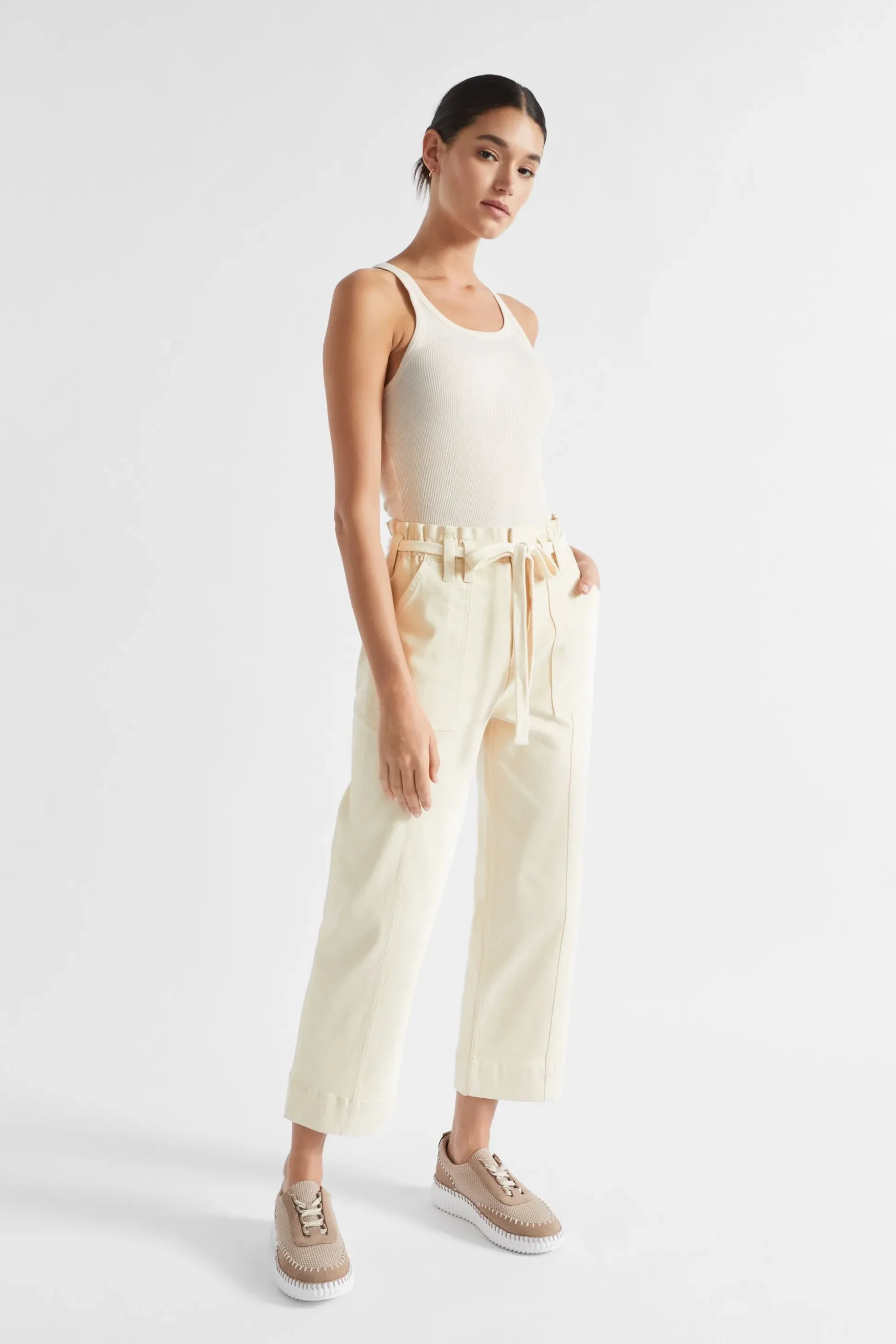 Seed Heritage Pants-Paperbag Cargo Jean Vanilla Cream