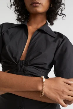 Seed Heritage Jewellery-Pearl Chain Bracelet Gold