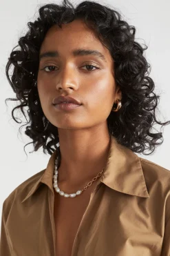 Seed Heritage Jewellery-Pearl Chain Necklace Gold