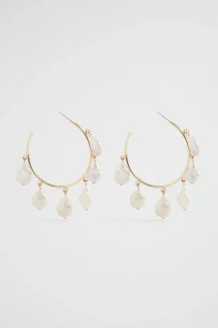 Seed Heritage Jewellery-Pearl Embellished Hoop Gold
