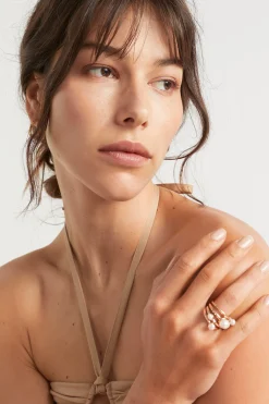 Seed Heritage Jewellery-Pearl Ring Set Gold