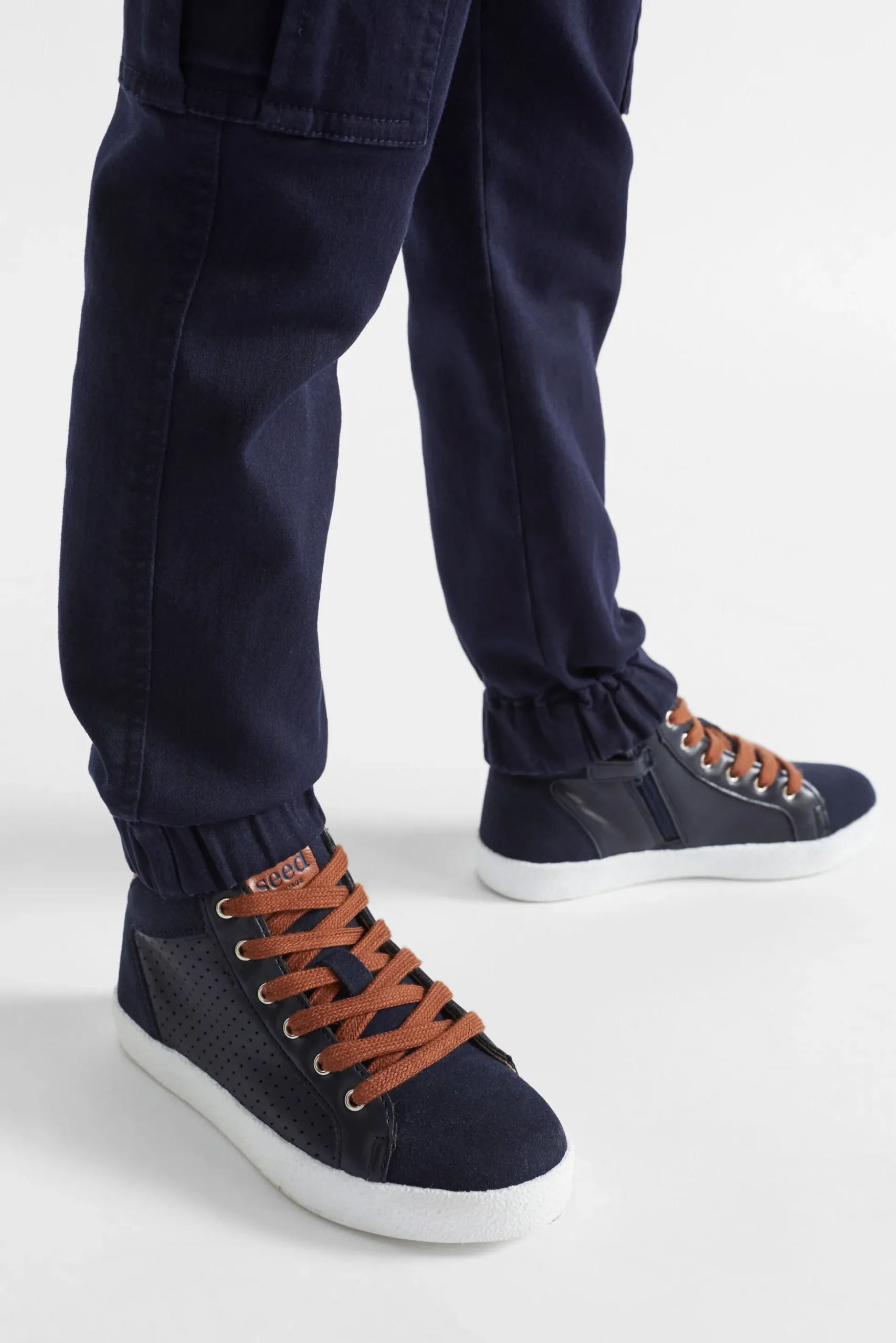 Seed Heritage Sneakers & Trainers-Perforated High Top Navy