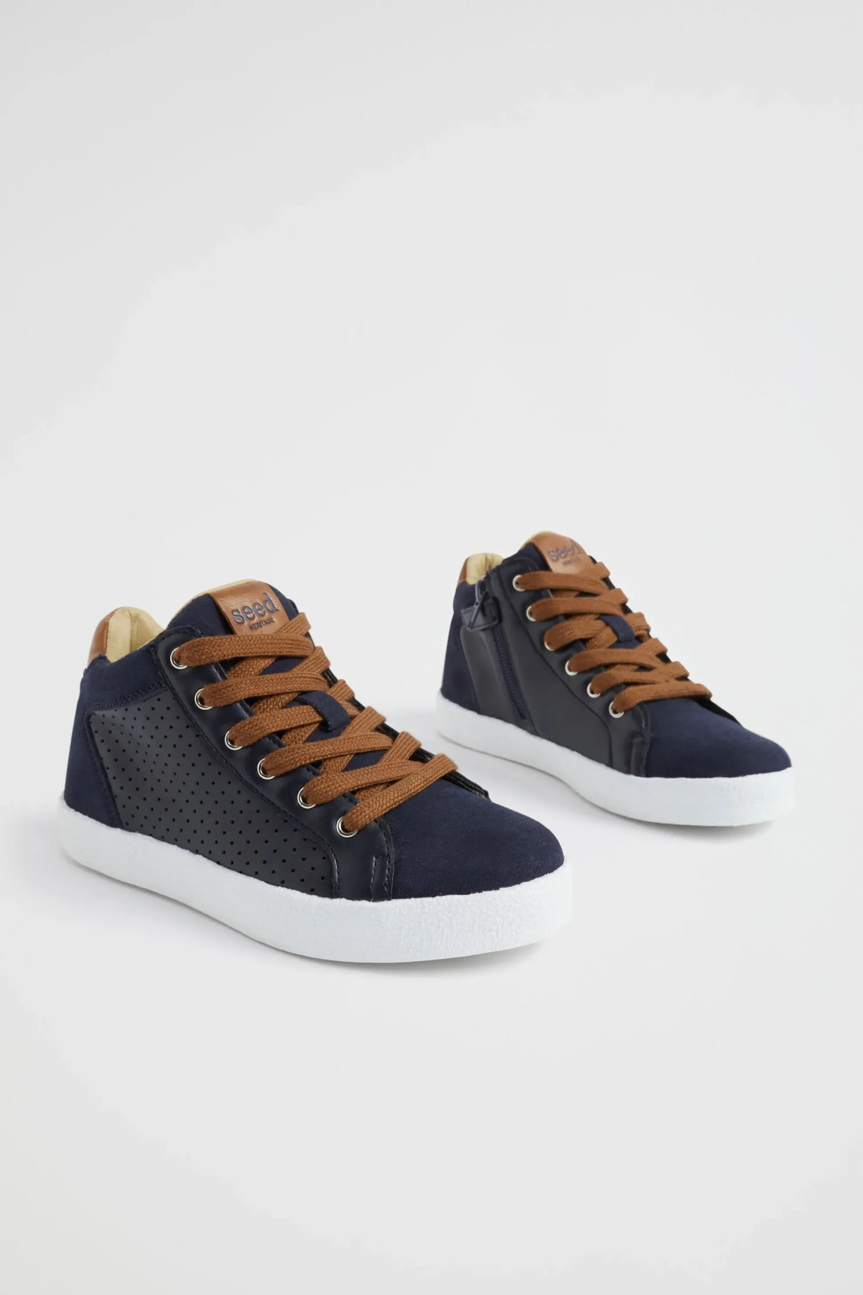 Seed Heritage Sneakers & Trainers-Perforated High Top Navy