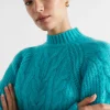 Seed Heritage T-Shirts & Tops-Plait Cable Knit Peacock Blue Twist
