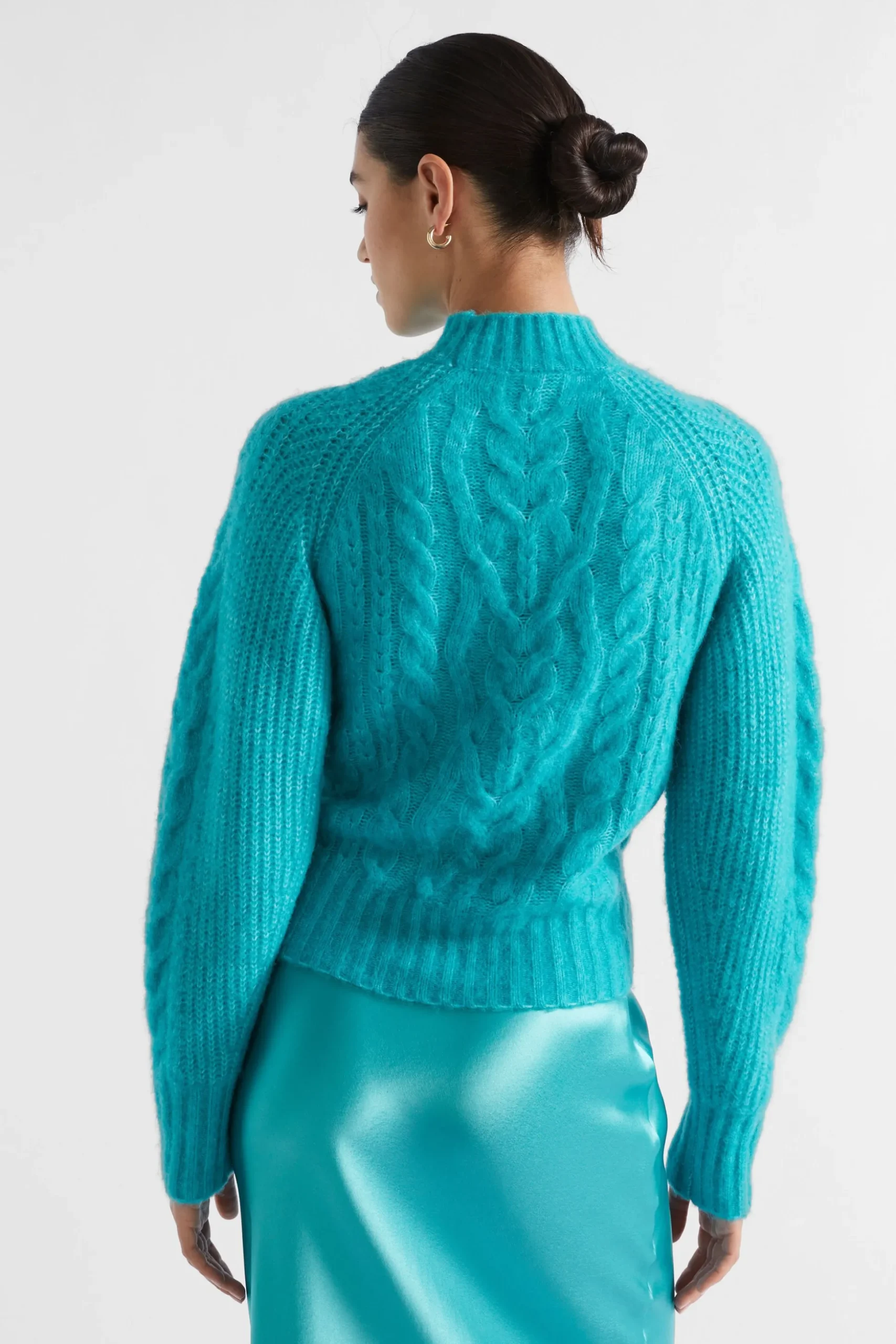 Seed Heritage T-Shirts & Tops-Plait Cable Knit Peacock Blue Twist