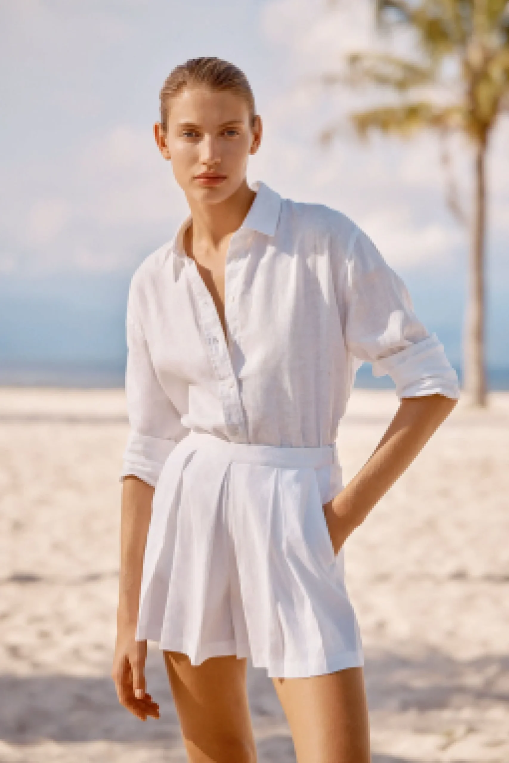 Seed Heritage Shorts-Pleat Front Short Whisper White
