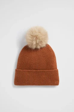 Seed Heritage Hats & Gloves-Pom Pom Beanie Burnt Brick